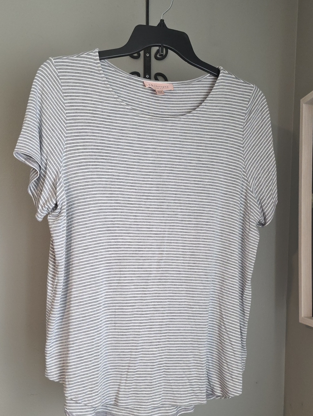 Philosophy Gray and White Striped Short Sleeve Tee Size 1X